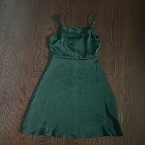 Dee Elly Green Silk Thin Strap Dress